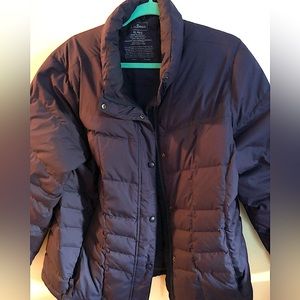 LLBEAN navy down zipper and snap jacket
